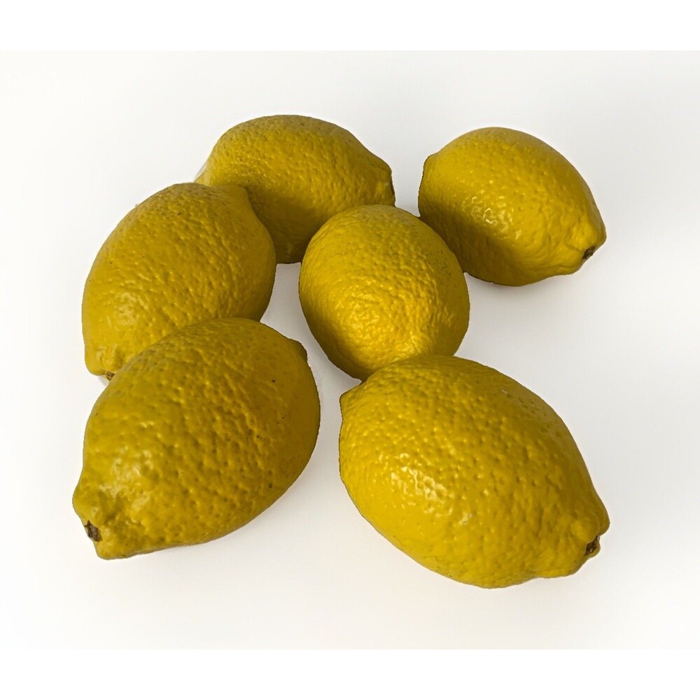 RARE Italian Alabaster Stone Lemons LOT Of 6 Fruit Yellow Kitchen Decor Italy